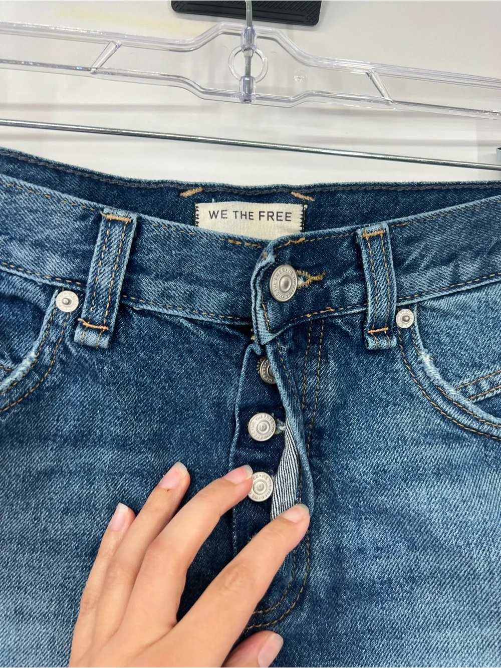 We The Free People Now Or Never Denim Shorts Button Fly Distressed